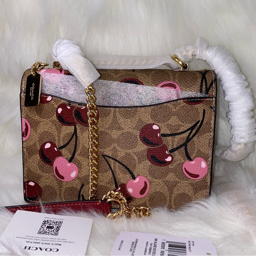 Coach Cherry 🍒 print signature Klare mini purse New - Picture 12 of 15